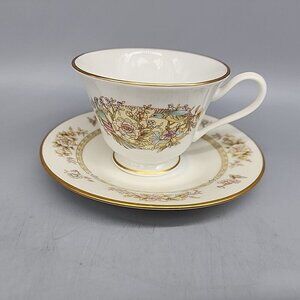Oxford Lenox fine bone china Song Bird Teacup saucer Made In USA Gold Rim